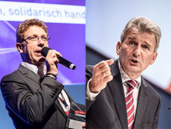 Bild links: Bernhard Achitz, Leitender Sekretr des GB. Bild rechts: Erich Foglar, Ehrenprsident des GB