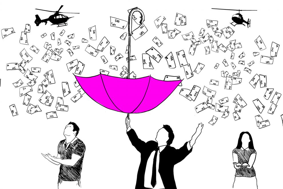 Wirtschaft Krise Illustration Helikoptergeld