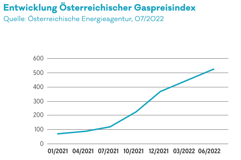 Entwicklung Österreichischer Gaspreisindex Inflation Energie Strom 2022