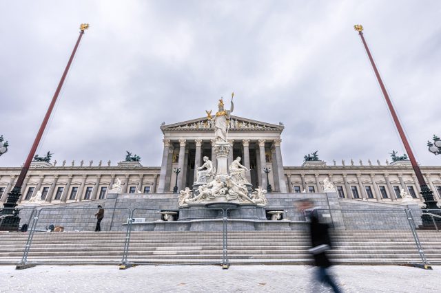 Blick auf das neue Parlament in Wien.