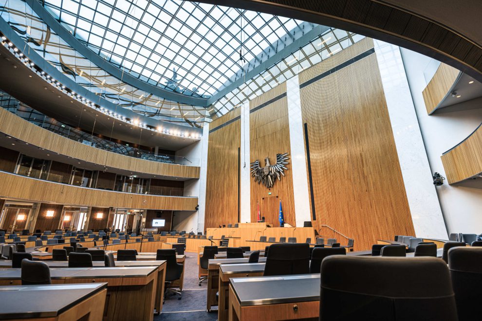 Der Plenarsaal im neuen Parlament in Wien.
