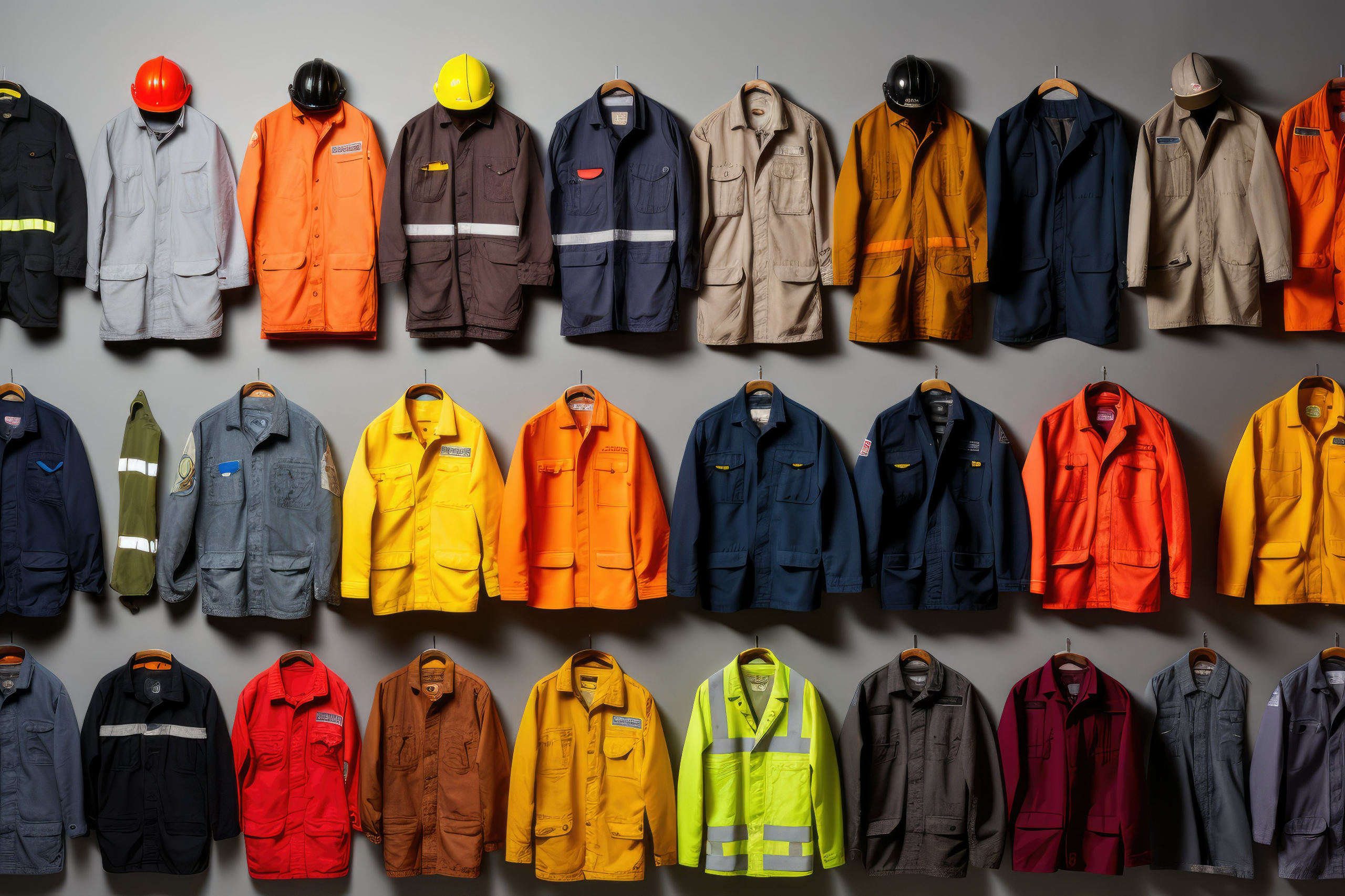 Verschiedene Jacken und Uniformen aus unterschiedlichen Berufen. Symbolbild für den Betriebsrat.