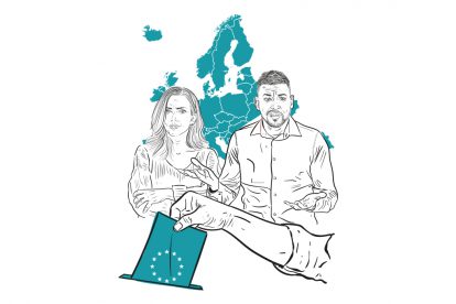 Grafik zur EU-Wahl die Themen für die Europa-Wahl symbolisiert.