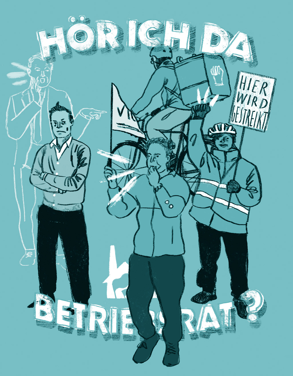 Illustration zum Thema Betriebsrat und Union Busting.