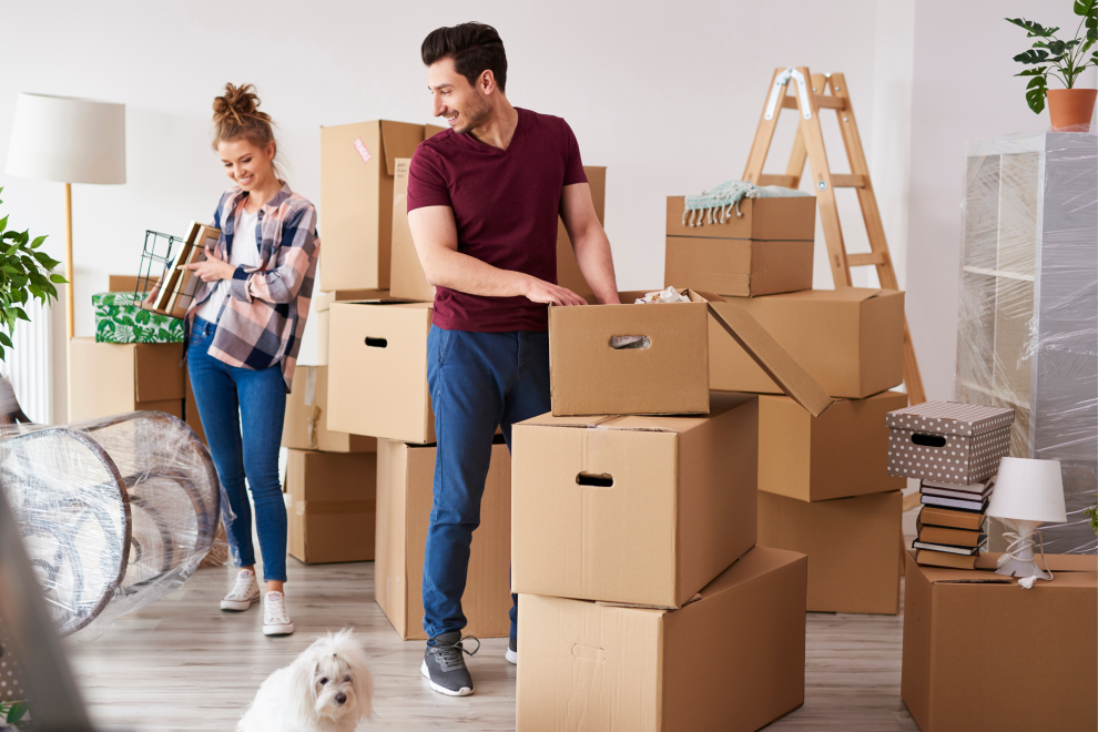 Ein Paar zieht in eine neue Wohnung ein und packt Kisten aus. Symbolbild für Rassismus am Wohnungsmarkt. | © Adobe Stock/gpointstudio